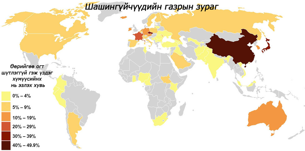 Дэлхийн газрын зураг янз бүрээр